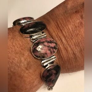 Rhodochrosite 925 Sterling Silver Bracelet
